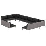 12 Piece Garden Lounge Set with Cushions Poly Rattan Dark Grey - Front View