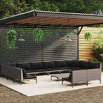 13 Piece Garden Lounge Set with Cushions Poly Rattan Dark Grey