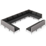 13 Piece Garden Lounge Set with Cushions Poly Rattan Dark Grey