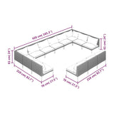 13 Piece Garden Lounge Set with Cushions Poly Rattan Dark Grey - Close-Up Angle
