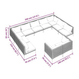 11 Piece Garden Lounge Set with Cushions Poly Rattan Dark Grey - Close-Up Angle