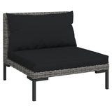 12 Piece Garden Lounge Set with Cushions Poly Rattan Dark Grey - Side View