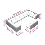 12 Piece Garden Lounge Set with Cushions Poly Rattan Dark Grey - Close-Up Angle