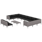 13 Piece Garden Lounge Set with Cushions Poly Rattan Dark Grey - Front View