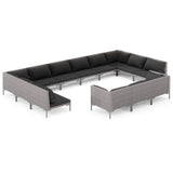 13 Piece Garden Lounge Set with Cushions Poly Rattan Dark Grey - Front View