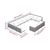 13 Piece Garden Lounge Set with Cushions Poly Rattan Dark Grey - Close-Up Angle