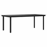 Garden Dining Table Black 200x100x74 cm Steel and Glass - Front View