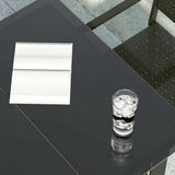 Garden Dining Table Black 200x100x74 cm Steel and Glass - Top-Down View