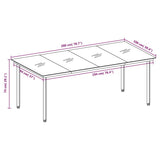 Garden Dining Table Black 200x100x74 cm Steel and Glass - Rear View