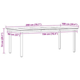 Garden Dining Table Black 200x100x74 cm Steel and Glass - Extra Image