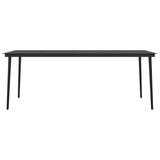 Garden Dining Table Black 200x100x74 cm Steel and Glass