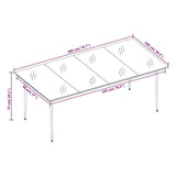 Garden Dining Table Black 200x100x74 cm Steel and Glass - Rear View