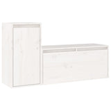 TV Cabinets 2 pcs White Solid Wood Pine - Front View