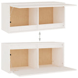 TV Cabinets 2 pcs White Solid Wood Pine - Close-Up Angle