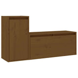 2 Piece TV Cabinet Set Honey Brown Solid Wood Pine