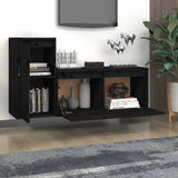 2 Piece TV Cabinet Set Black Solid Wood Pine - Side View
