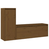 TV Cabinets 2 pcs Honey Brown Solid Wood Pine - Front View