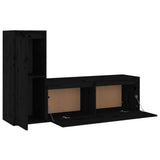 TV Cabinets 2 pcs Black Solid Wood Pine - Top-Down View