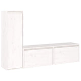 TV Cabinets 3 pcs White Solid Wood Pine
