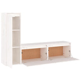 TV Cabinets 3 pcs White Solid Wood Pine - Top-Down View