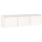 3 Piece TV Cabinet Set White Solid Wood Pine