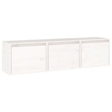 TV Cabinets 3 pcs White Solid Wood Pine - Front View