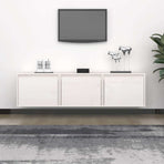 3 Piece TV Cabinet Set White Solid Wood Pine