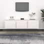 3 Piece TV Cabinet Set White Solid Wood Pine
