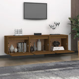 TV Cabinets 3 pcs Honey Brown Solid Wood Pine - Side View