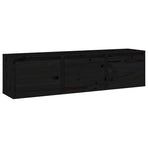 3 Piece TV Cabinet Set Black Solid Wood Pine
