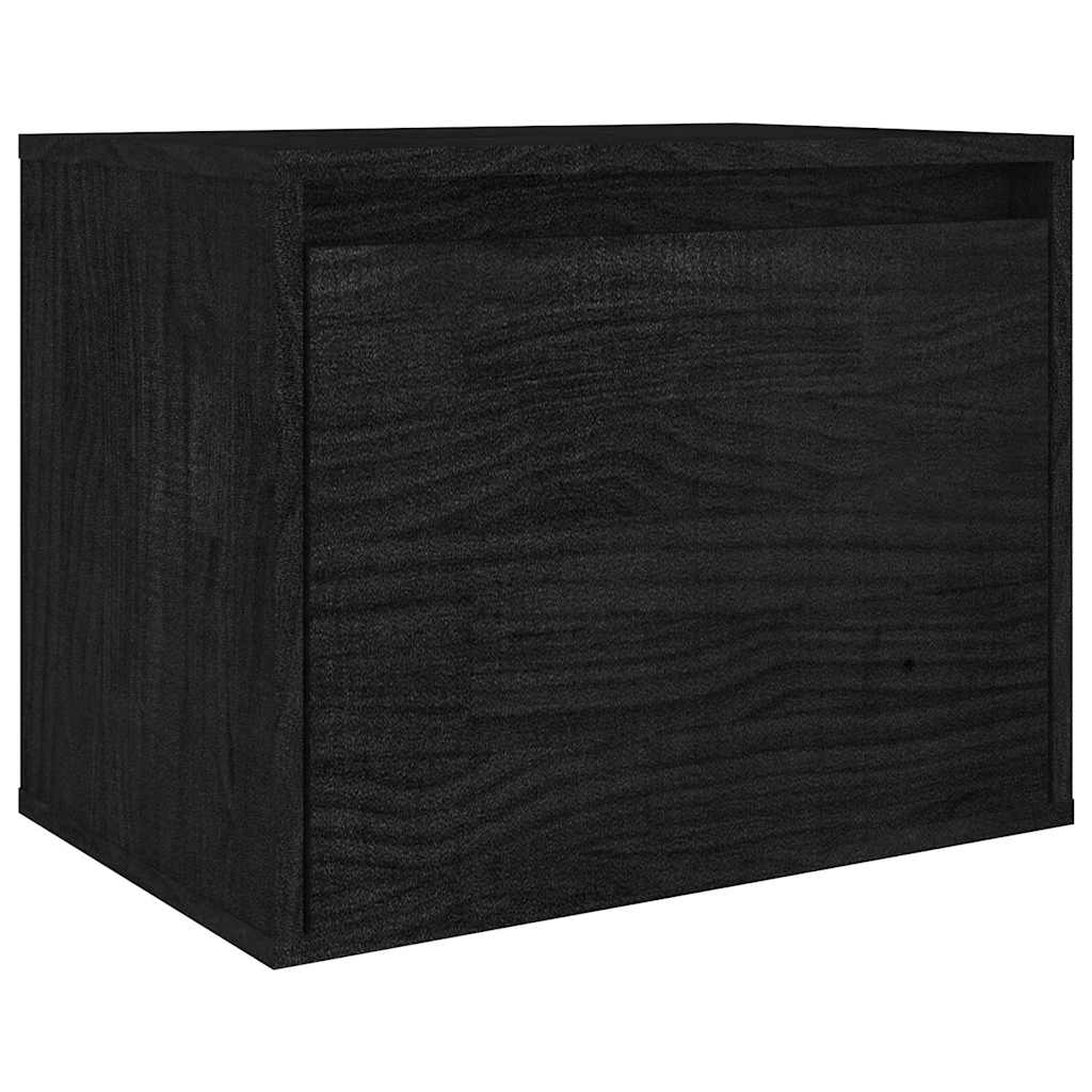 3 Piece TV Cabinet Set Black Solid Wood Pine