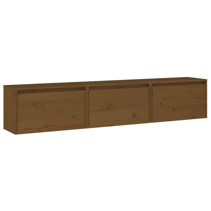 TV Cabinets 3 pcs Honey Brown Solid Wood Pine