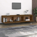 TV Cabinets 3 pcs Honey Brown Solid Wood Pine