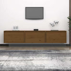 TV Cabinets 3 pcs Honey Brown Solid Wood Pine