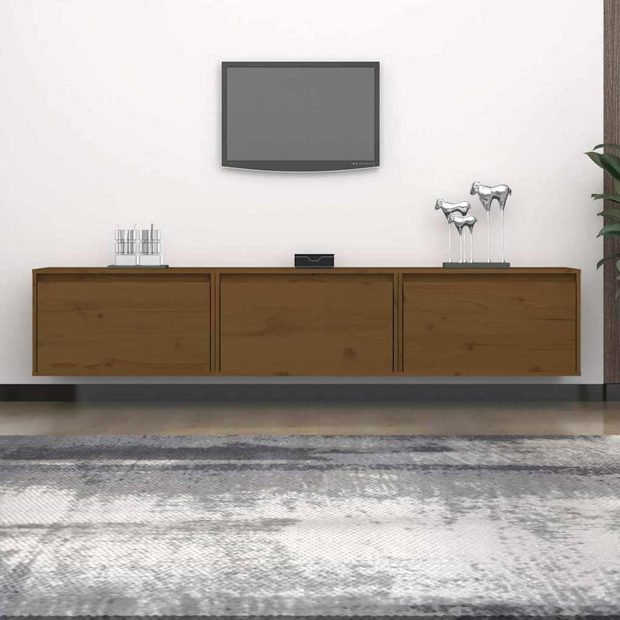 TV Cabinets 3 pcs Honey Brown Solid Wood Pine