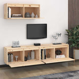 3 Piece TV Cabinet Set Solid Wood Pine