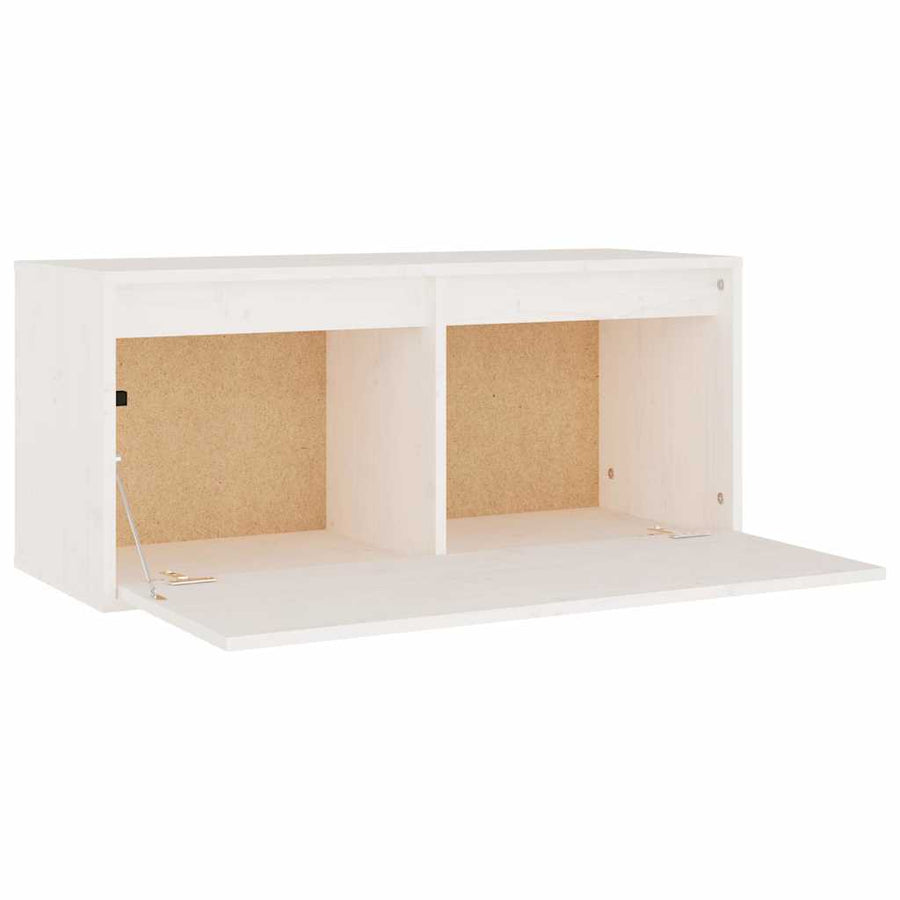 3 Piece TV Cabinet Set White Solid Wood Pine