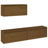 TV Cabinets 3 pcs Honey Brown Solid Wood Pine