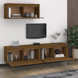 TV Cabinets 3 pcs Honey Brown Solid Wood Pine - Side View