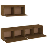 TV Cabinets 3 pcs Honey Brown Solid Wood Pine - Top-Down View