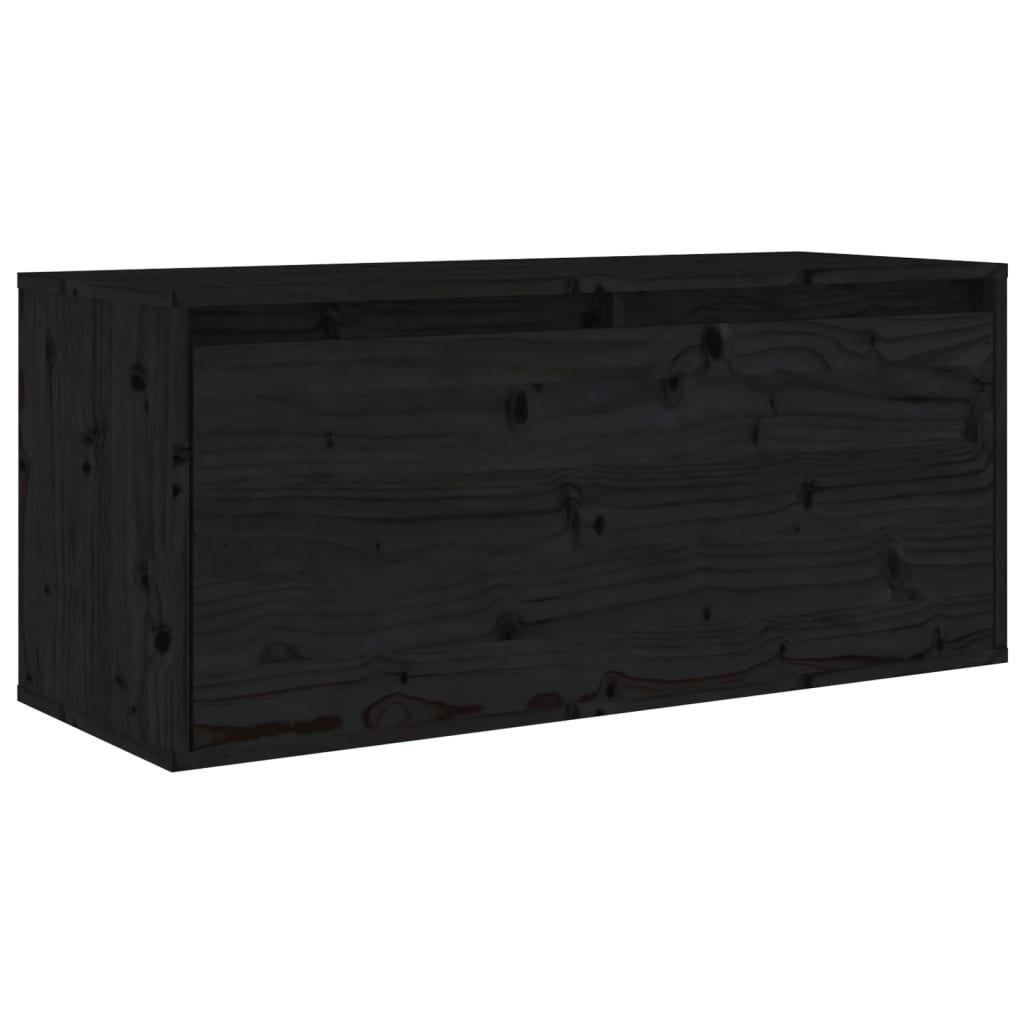 TV Cabinets 3 pcs Black Solid Wood Pine