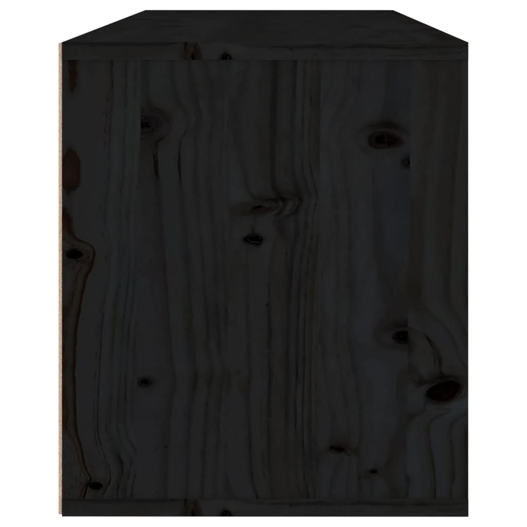 TV Cabinets 3 pcs Black Solid Wood Pine