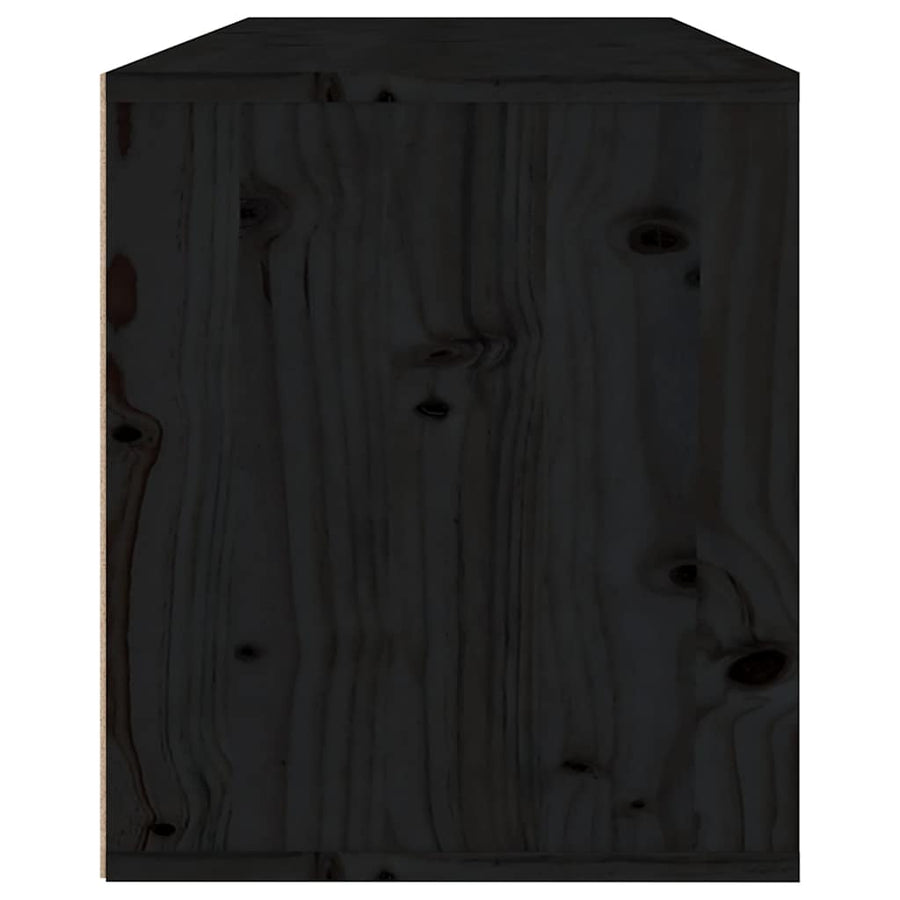 3 Piece TV Cabinet Set Black Solid Wood Pine