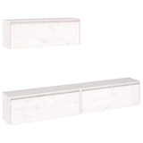 TV Cabinets 3 pcs White Solid Wood Pine