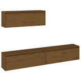 TV Cabinets 3 pcs Honey Brown Solid Wood Pine - Front View