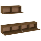 TV Cabinets 3 pcs Honey Brown Solid Wood Pine - Top-Down View