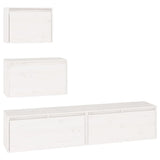 TV Cabinets 4 pcs White Solid Wood Pine - Front View