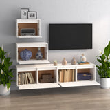 TV Cabinets 4 pcs White Solid Wood Pine - Side View