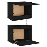 4 Piece TV Cabinet Set Black Solid Wood Pine