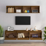5 Piece TV Cabinet Set Honey Brown Solid Wood Pine
